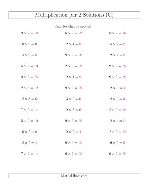 Règles de Multiplication Individuelles -- Multiplication par 2 -- Variation 0 à 9 (C) page 2