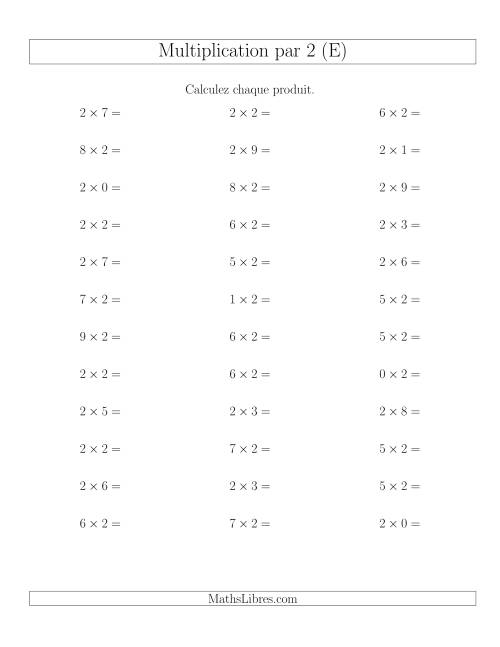 Règles de Multiplication Individuelles -- Multiplication par 2 -- Variation 0 à 9 (E)