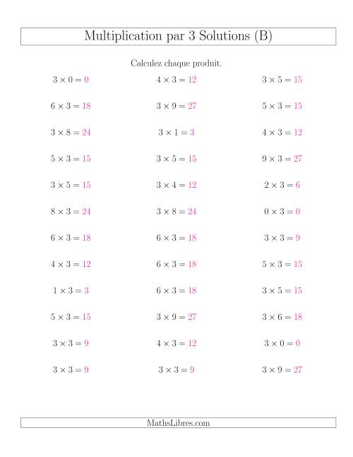 Règles de Multiplication Individuelles -- Multiplication par 3 -- Variation 0 à 9 (B) page 2