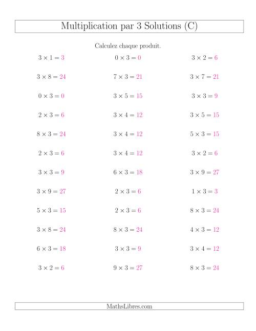 Règles de Multiplication Individuelles -- Multiplication par 3 -- Variation 0 à 9 (C) page 2