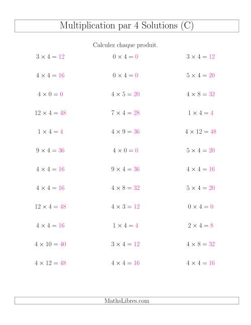 Règles de Multiplication Individuelles -- Multiplication par 4 -- Variation 0 à 12 (C) page 2
