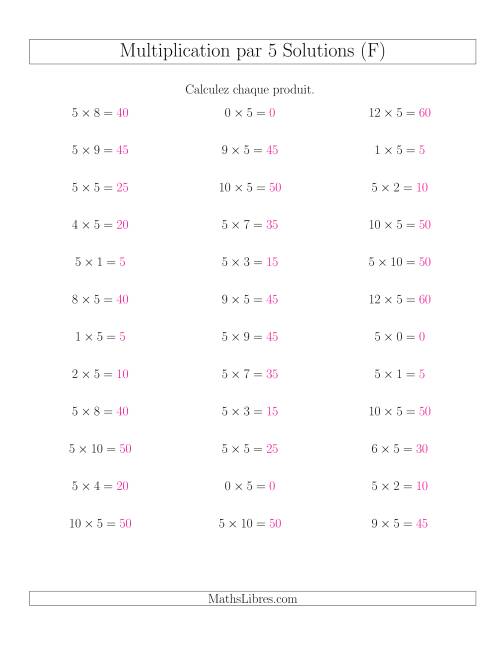 Règles de Multiplication Individuelles -- Multiplication par 5 -- Variation 0 à 12 (F) page 2