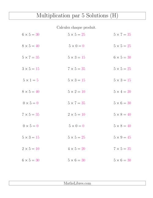 Règles de Multiplication Individuelles -- Multiplication par 5 -- Variation 0 à 9 (H) page 2