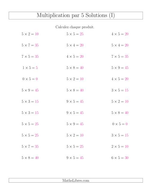 Règles de Multiplication Individuelles -- Multiplication par 5 -- Variation 0 à 9 (I) page 2