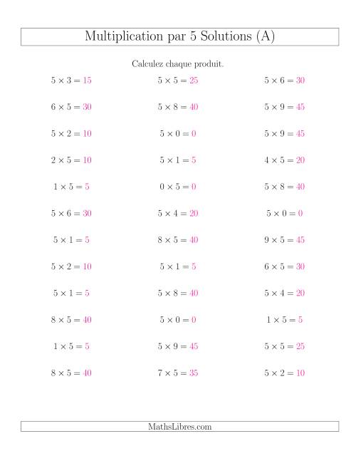 Règles de Multiplication Individuelles -- Multiplication par 5 -- Variation 0 à 9 (Tout) page 2