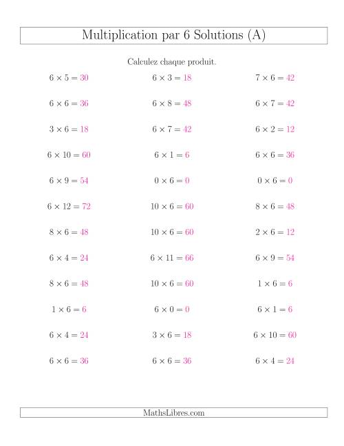 Règles de Multiplication Individuelles -- Multiplication par 6 -- Variation 0 à 12 (A) page 2