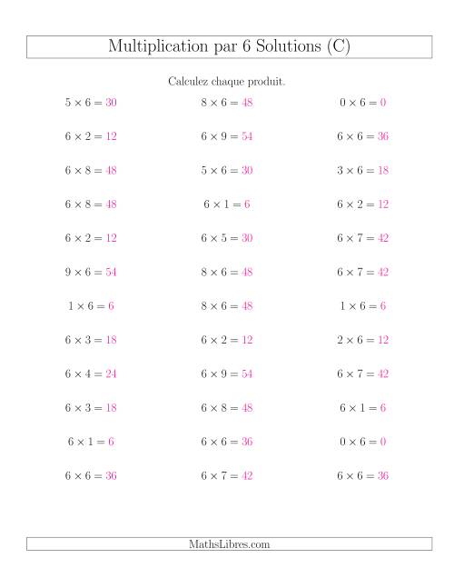 Règles de Multiplication Individuelles -- Multiplication par 6 -- Variation 0 à 9 (C) page 2