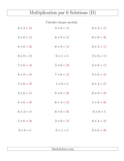 Règles de Multiplication Individuelles -- Multiplication par 6 -- Variation 0 à 9 (D) page 2