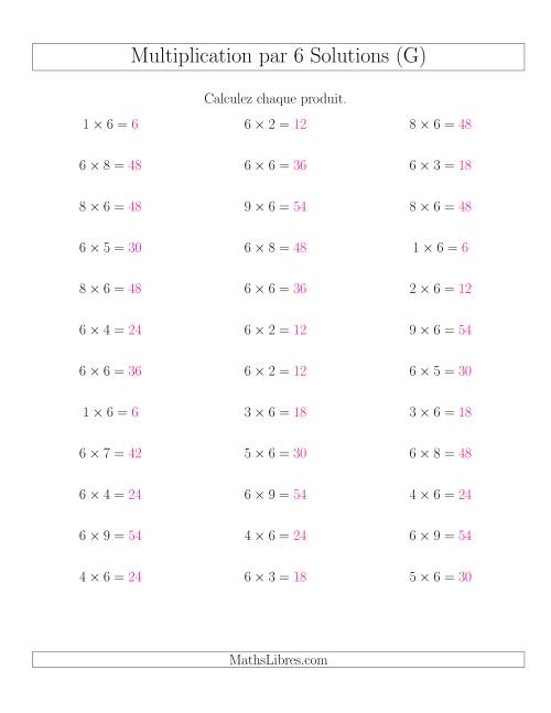 Règles de Multiplication Individuelles -- Multiplication par 6 -- Variation 0 à 9 (G) page 2