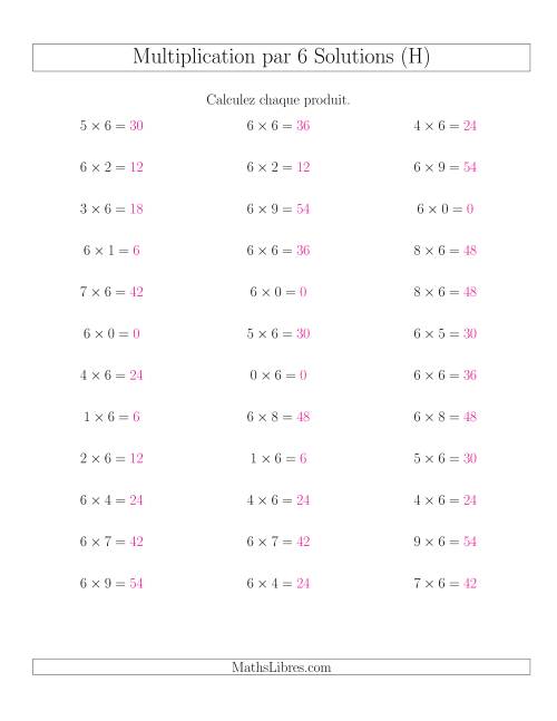 Règles de Multiplication Individuelles -- Multiplication par 6 -- Variation 0 à 9 (H) page 2