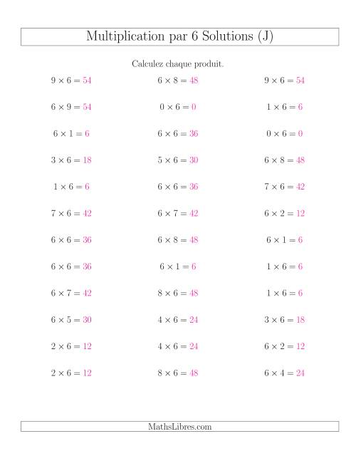 Règles de Multiplication Individuelles -- Multiplication par 6 -- Variation 0 à 9 (J) page 2