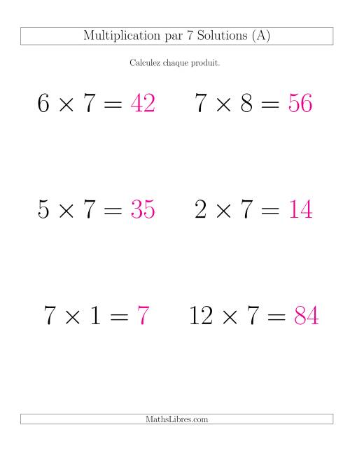 Règles de Multiplication Individuelles -- Multiplication par 7 -- Variation 0 à 12 (Gros Caractères) page 2