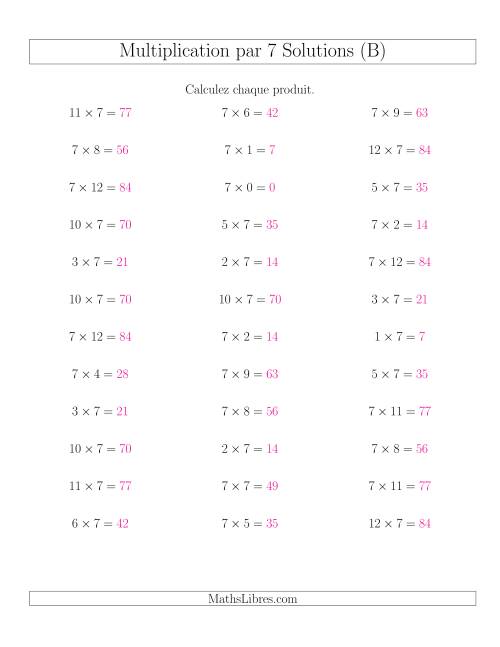 Règles de Multiplication Individuelles -- Multiplication par 7 -- Variation 0 à 12 (B) page 2