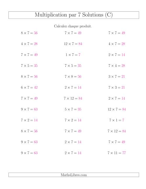 Règles de Multiplication Individuelles -- Multiplication par 7 -- Variation 0 à 12 (C) page 2