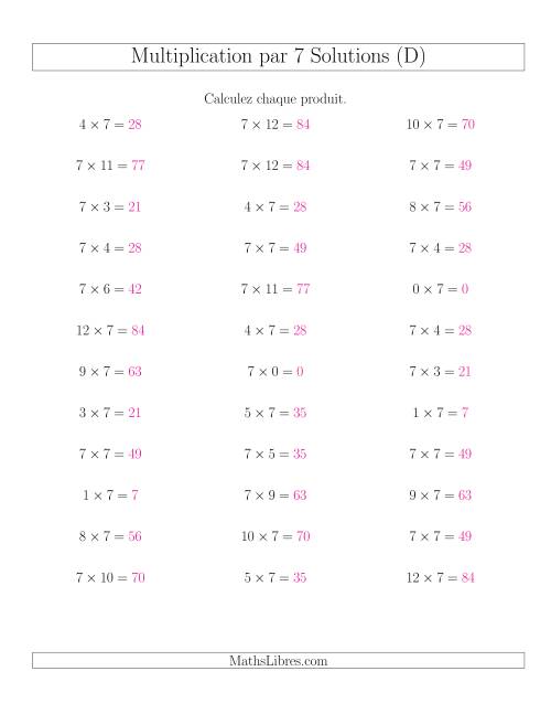 Règles de Multiplication Individuelles -- Multiplication par 7 -- Variation 0 à 12 (D) page 2