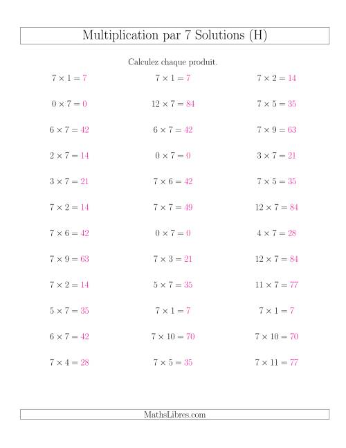 Règles de Multiplication Individuelles -- Multiplication par 7 -- Variation 0 à 12 (H) page 2