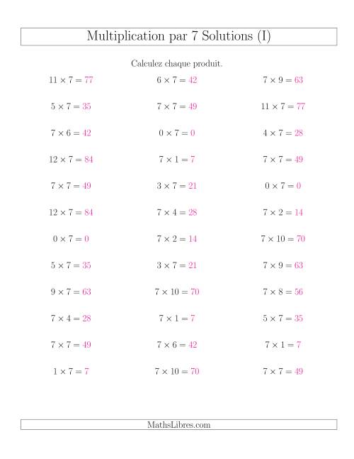 Règles de Multiplication Individuelles -- Multiplication par 7 -- Variation 0 à 12 (I) page 2