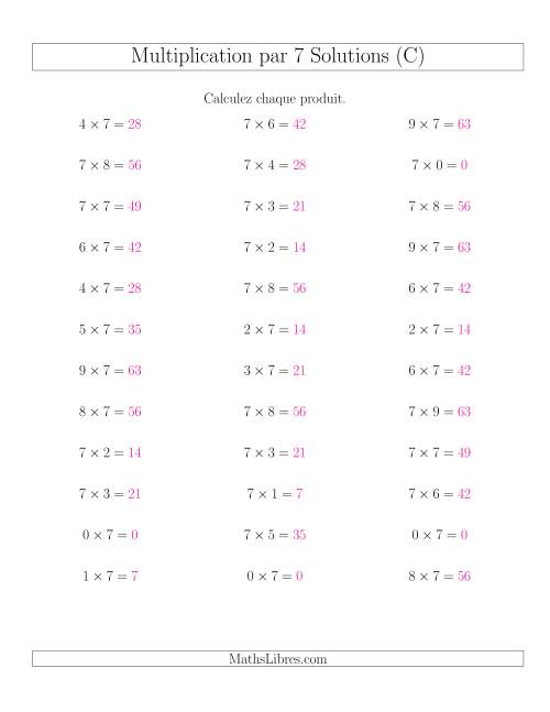 Règles de Multiplication Individuelles -- Multiplication par 7 -- Variation 0 à 9 (C) page 2