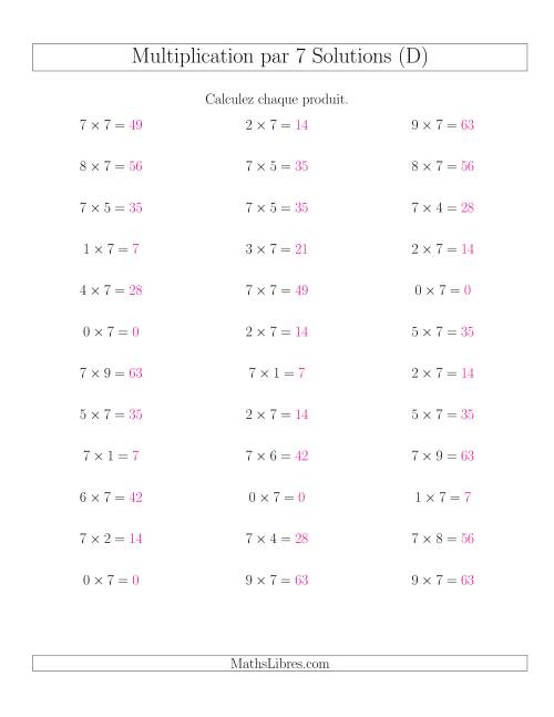 Règles de Multiplication Individuelles -- Multiplication par 7 -- Variation 0 à 9 (D) page 2