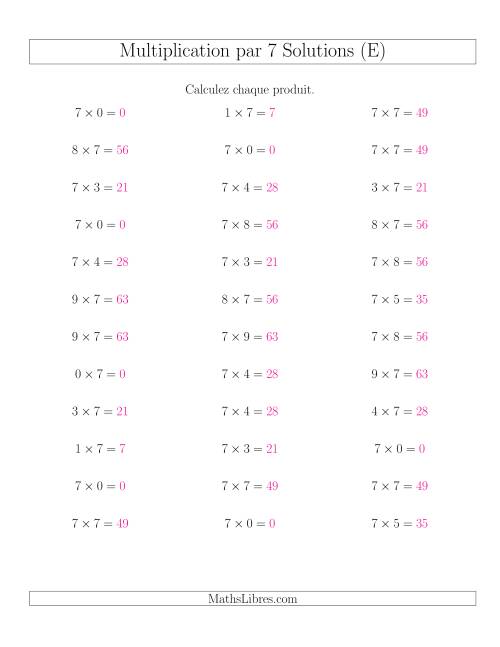 Règles de Multiplication Individuelles -- Multiplication par 7 -- Variation 0 à 9 (E) page 2