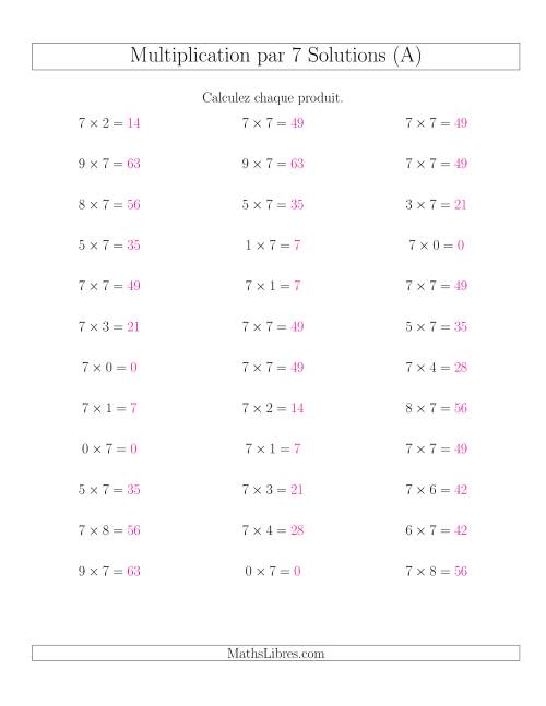 Règles de Multiplication Individuelles -- Multiplication par 7 -- Variation 0 à 9 (Tout) page 2