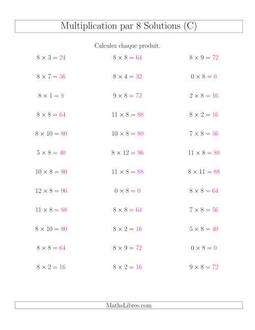 Règles de Multiplication Individuelles -- Multiplication par 8 -- Variation 0 à 12 (C) page 2