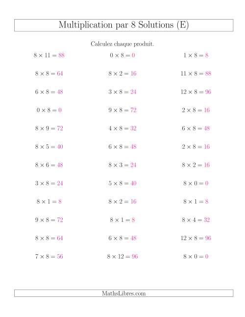 Règles de Multiplication Individuelles -- Multiplication par 8 -- Variation 0 à 12 (E) page 2