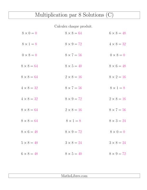 Règles de Multiplication Individuelles -- Multiplication par 8 -- Variation 0 à 9 (C) page 2