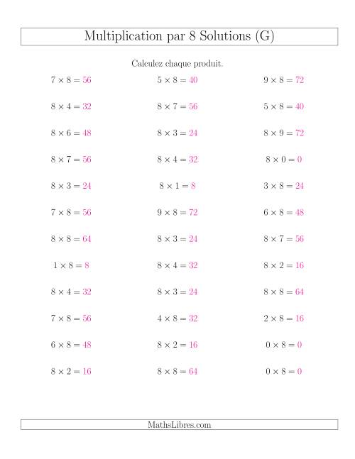 Règles de Multiplication Individuelles -- Multiplication par 8 -- Variation 0 à 9 (G) page 2