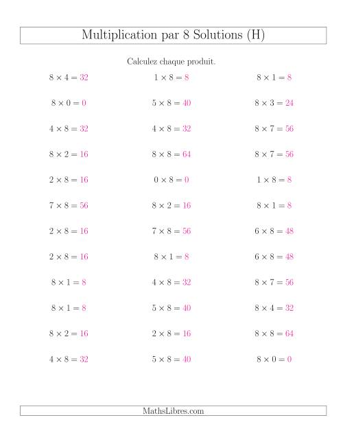 Règles de Multiplication Individuelles -- Multiplication par 8 -- Variation 0 à 9 (H) page 2