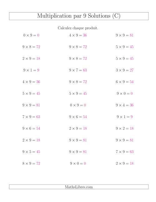 Règles de Multiplication Individuelles -- Multiplication par 9 -- Variation 0 à 9 (C) page 2