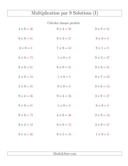 Règles de Multiplication Individuelles -- Multiplication par 9 -- Variation 0 à 9 (I) page 2