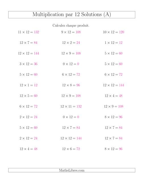 Règles de Multiplication Individuelles -- Multiplication par 12 -- Variation 0 à 12 (A) page 2