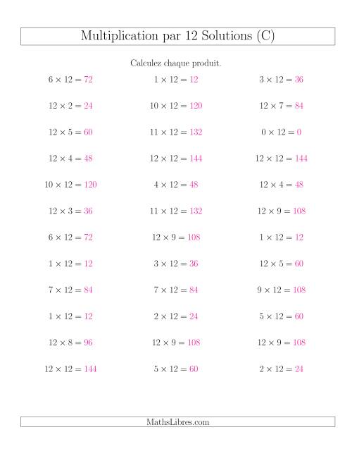 Règles de Multiplication Individuelles -- Multiplication par 12 -- Variation 0 à 12 (C) page 2