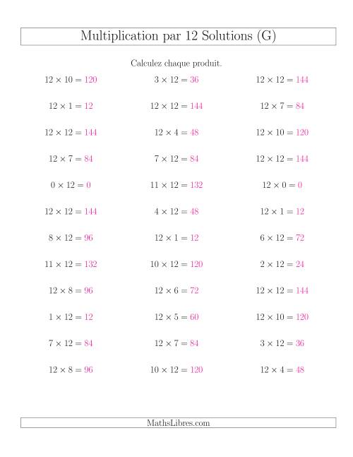 Règles de Multiplication Individuelles -- Multiplication par 12 -- Variation 0 à 12 (G) page 2