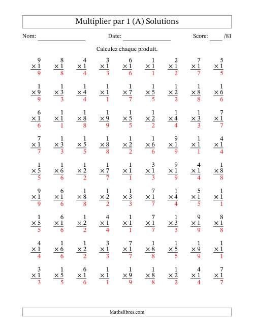 Multiplier (1 à 9) par 1 (81 Questions) (Tout) page 2