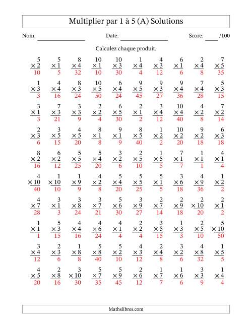 Multiplier (1 à 10) par 1 à 5 (100 Questions) (Tout) page 2