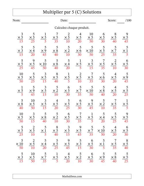 Multiplier (1 à 10) par 5 (100 Questions) (C) page 2