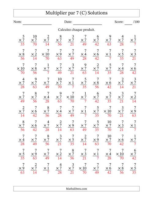 Multiplier (1 à 10) par 7 (100 Questions) (C) page 2
