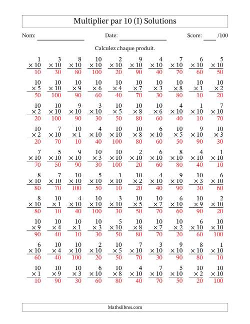 Multiplier (1 à 10) par 10 (100 Questions) (I) page 2