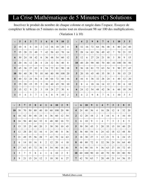 « La Crise Mathématique » de 5 Minutes -- 4 grilles par page (Variation 1 à 10) (C) page 2