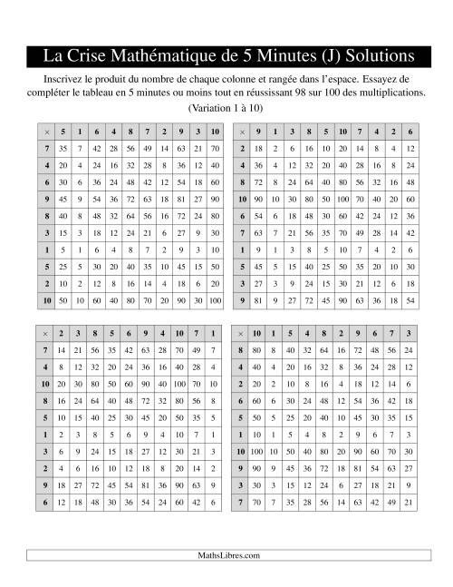 « La Crise Mathématique » de 5 Minutes -- 4 grilles par page (Variation 1 à 10) (J) page 2
