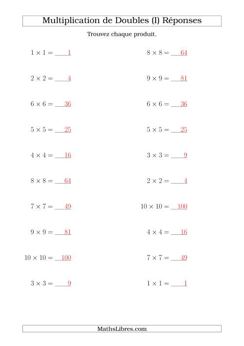 Multiplication de Doubles Jusqu'à 10 x 10 (I) page 2