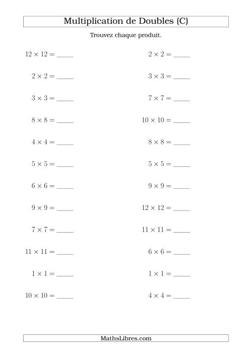 Multiplication de Doubles Jusqu'à 12 x 12 (C)