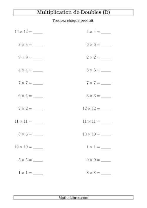 Multiplication de Doubles Jusqu'à 12 x 12 (D)