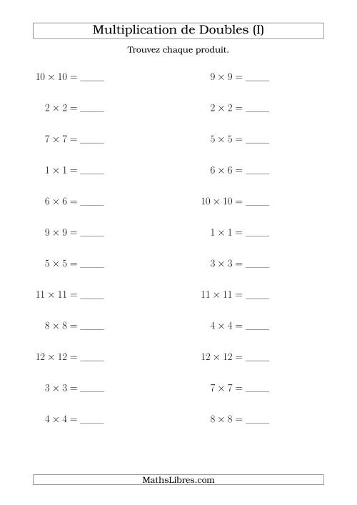 Multiplication de Doubles Jusqu'à 12 x 12 (I)