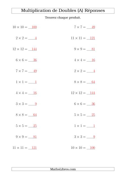 Multiplication de Doubles Jusqu'à 12 x 12 (Tout) page 2