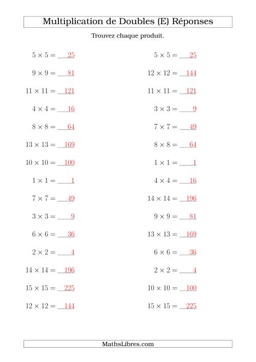 Multiplication de Doubles Jusqu'à 15 x 15 (E) page 2