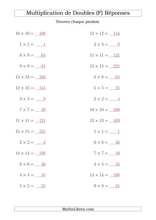 Multiplication de Doubles Jusqu'à 15 x 15 (F) page 2