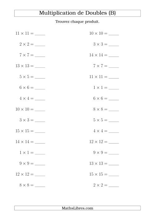 Multiplication de Doubles Jusqu'à 20 x 20 (B)